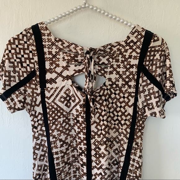 Anthropologie Bel Kazan Geometric Neutral Motif Dress - Picture 5 of 10